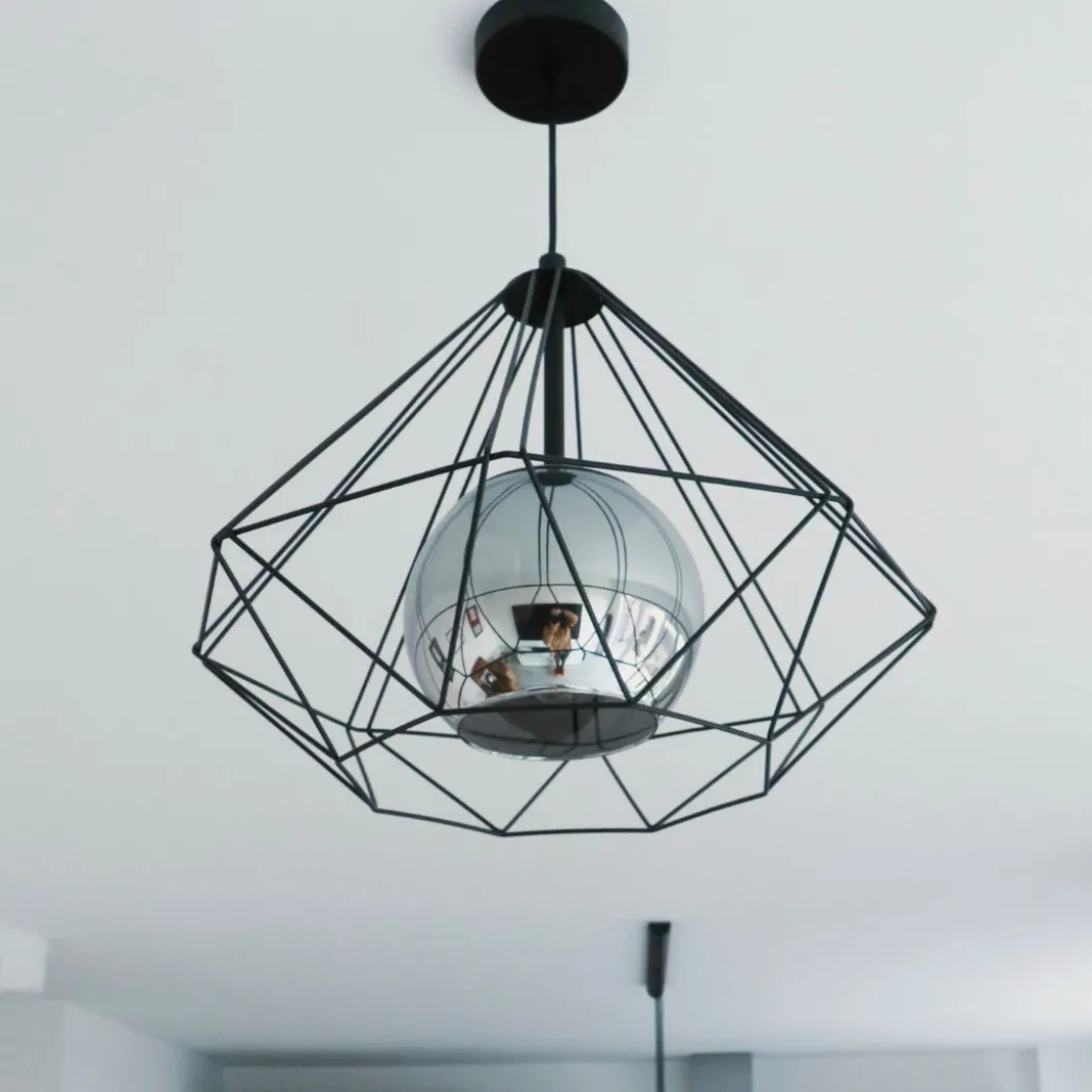 Vernham Opal and Black 1 Light Ceiling Pendant