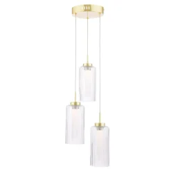 Vida 3-Light Satin Brass and Glass Cluster Pendant