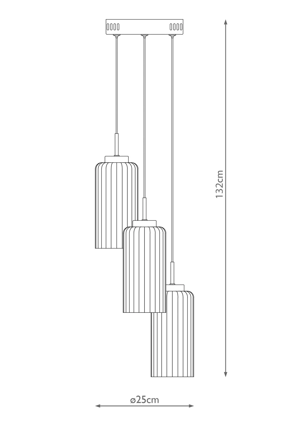 Vida 3-Light Satin Brass and Glass Cluster Pendant