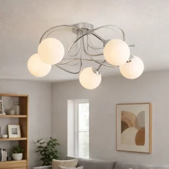 Violet 5-Light Polished Chrome Semi-Flush Ceiling Light