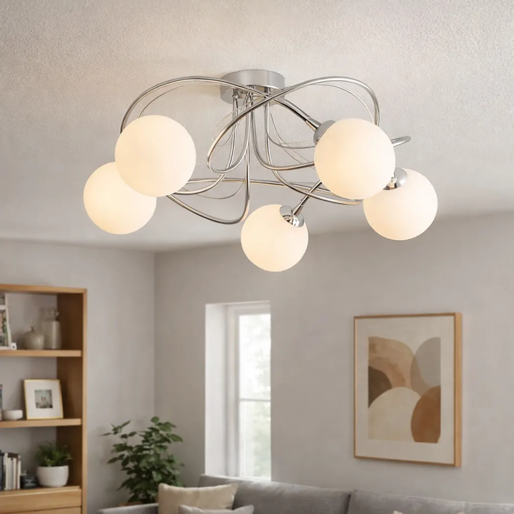 Violet 5-Light Polished Chrome Semi-Flush Ceiling Light