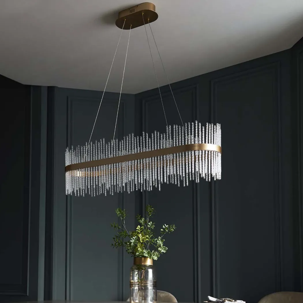 Virbrook LED Gold Linear Pendant Ceiling Light