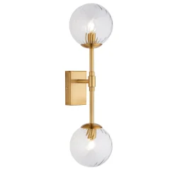 Vitali 2 Light Brass & Glass Wall Light