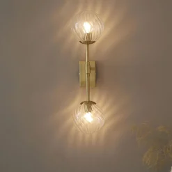 Vitali 2 Light Brass & Glass Wall Light