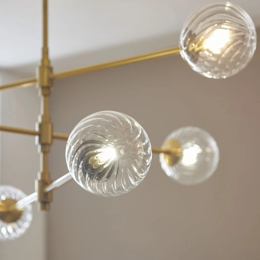 Vitali 6 Light Brass & Glass Pendant Ceiling Light