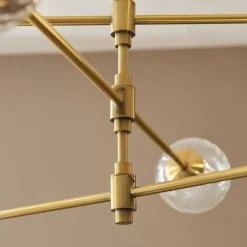 Vitali 6 Light Brass & Glass Pendant Ceiling Light