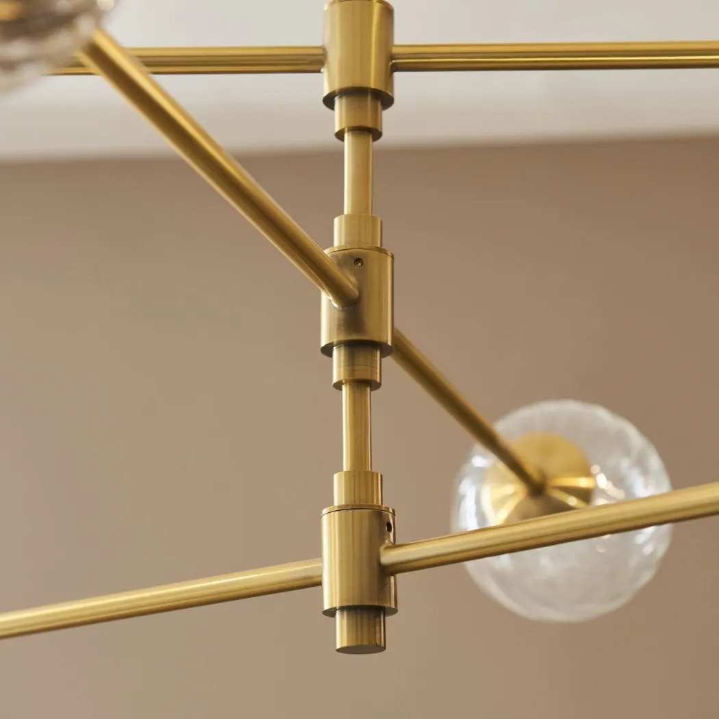 Vitali 6 Light Brass & Glass Pendant Ceiling Light