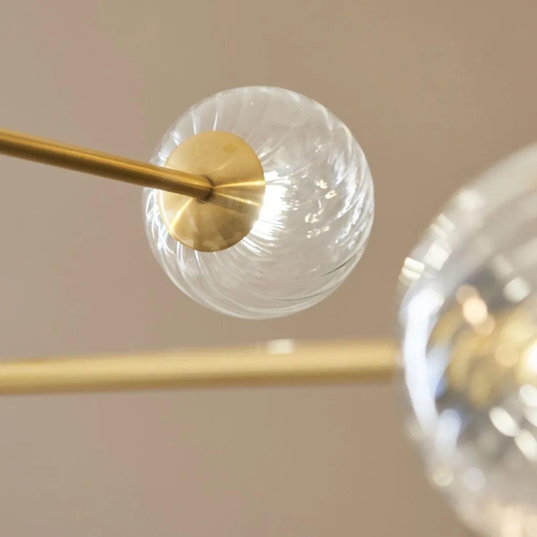 Vitali 6 Light Brass & Glass Pendant Ceiling Light