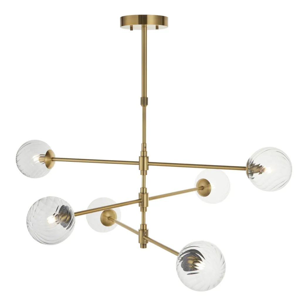 Vitali 6 Light Brass & Glass Pendant Ceiling Light