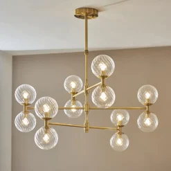 Vitali 12 Light Brass & Glass Pendant Ceiling Light