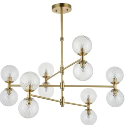 Vitali 12 Light Brass & Glass Pendant Ceiling Light