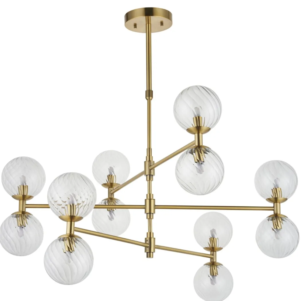 Vitali 12 Light Brass & Glass Pendant Ceiling Light