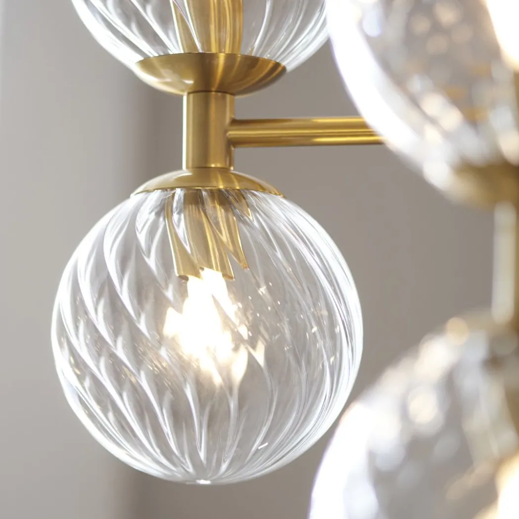 Vitali 12 Light Brass & Glass Pendant Ceiling Light
