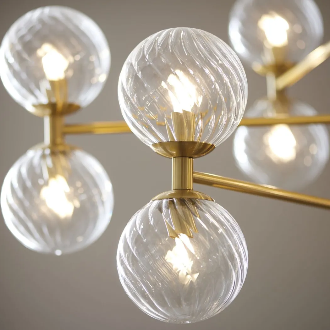 Vitali 12 Light Brass & Glass Pendant Ceiling Light