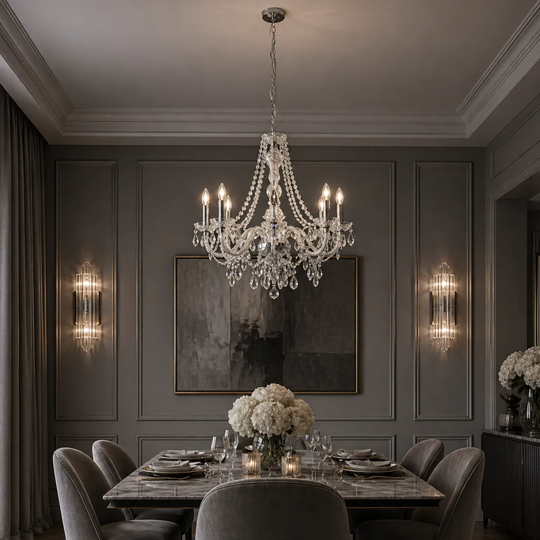 Vivienne 8 Light Chrome & Clear Chandelier Ceiling Pendant