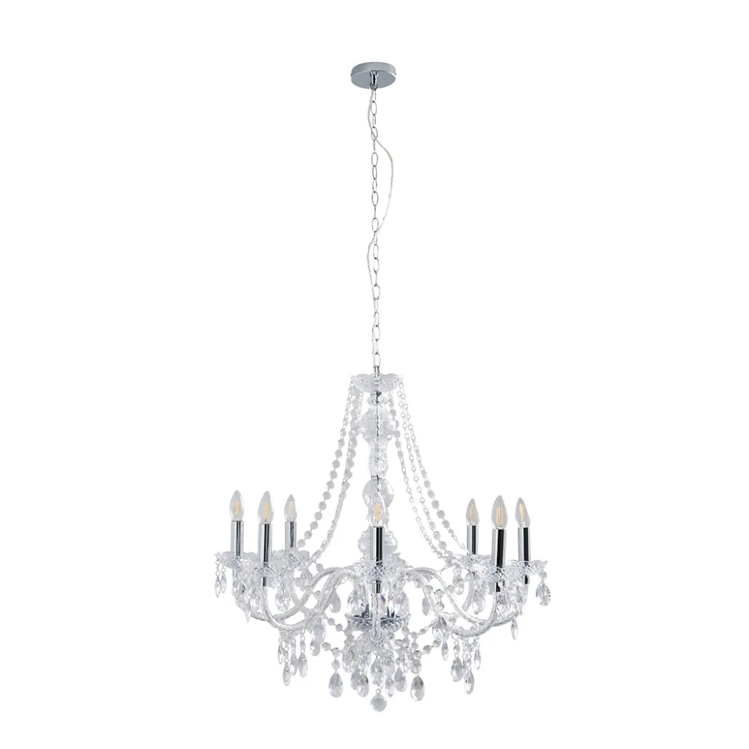 Vivienne 8 Light Chrome & Clear Chandelier Ceiling Pendant