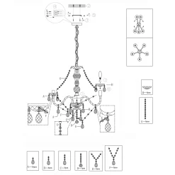 Vivienne 5 Light Chrome & Clear Chandelier Ceiling Pendant
