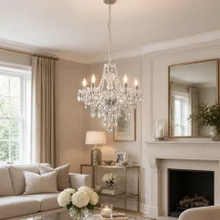 Vivienne 5 Light Chrome & Clear Chandelier Ceiling Pendant