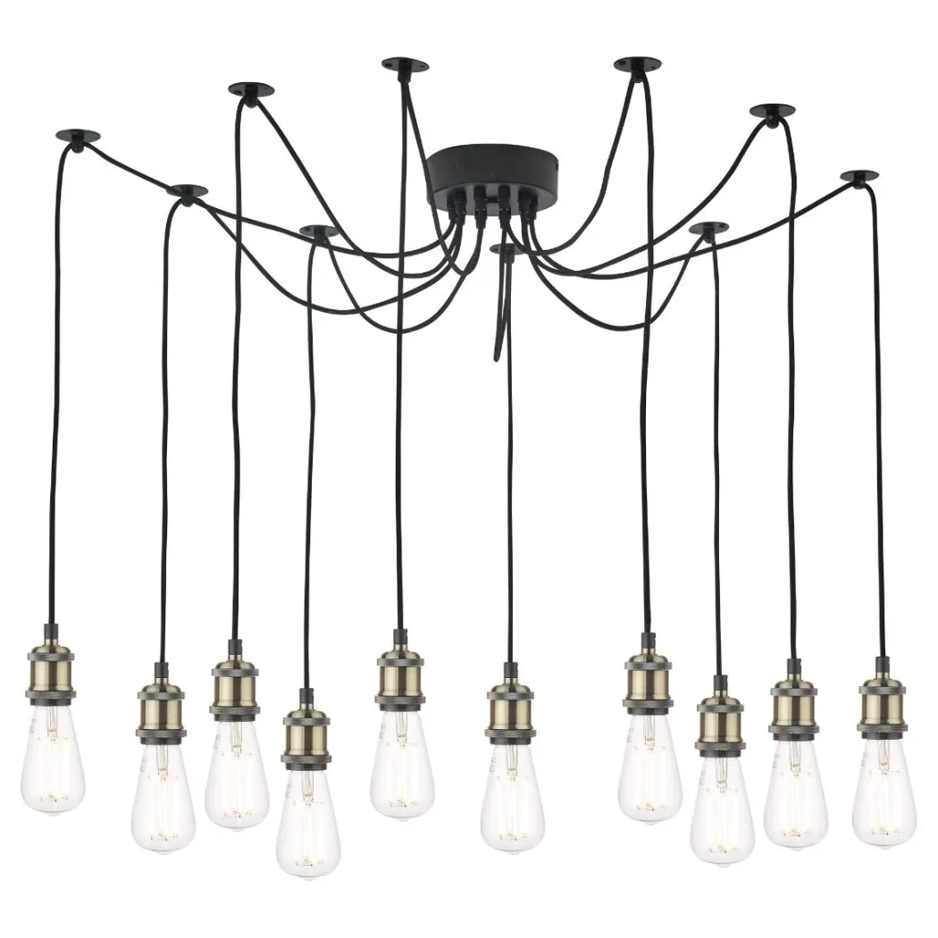 Waco 10 Light Antique Brass Pendant Ceiling Light