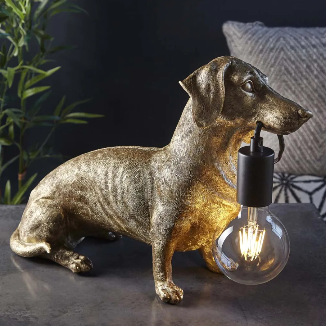 Wally Dog Gold Table Lamp