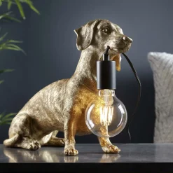 Wally Dog Gold Table Lamp