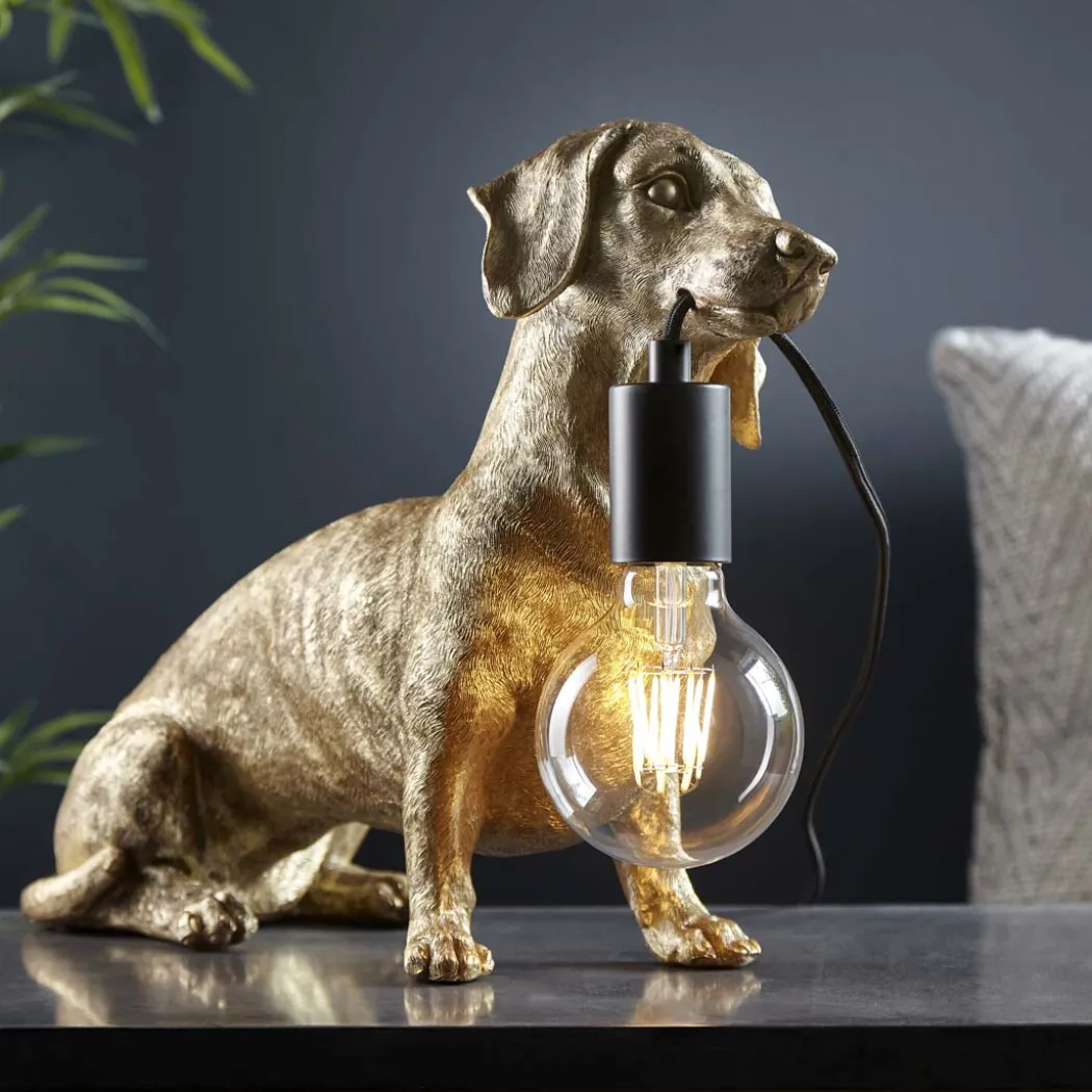 Wally Dog Gold Table Lamp