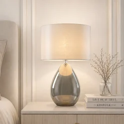 Waltham Smoked Glass Table Lamp