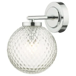 Wayne IP44 Polished Chrome Glass Wall Light