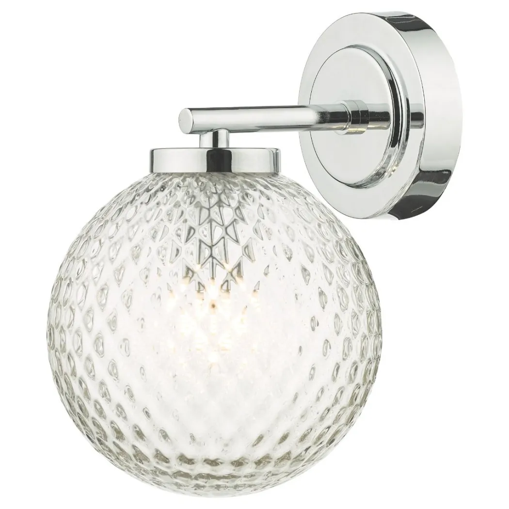 Wayne IP44 Polished Chrome Glass Wall Light