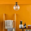 Wayne Matte Black and Glass Semi Flush IP44 Ceiling Light