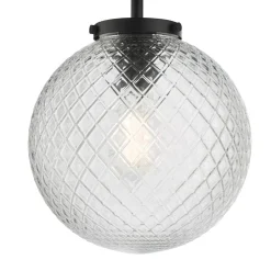 Wayne Matte Black and Glass Semi Flush IP44 Ceiling Light