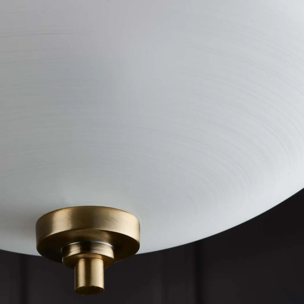 Welles Antique Brass and Glass Semi-Flush Ceiling Light