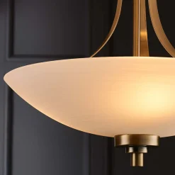 Welles Antique Brass and Glass Semi-Flush Ceiling Light
