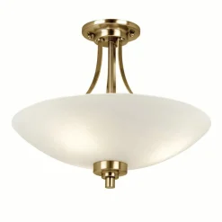 Welles Antique Brass and Glass Semi-Flush Ceiling Light