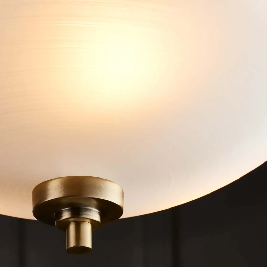 Welles Antique Brass and Glass Semi-Flush Ceiling Light