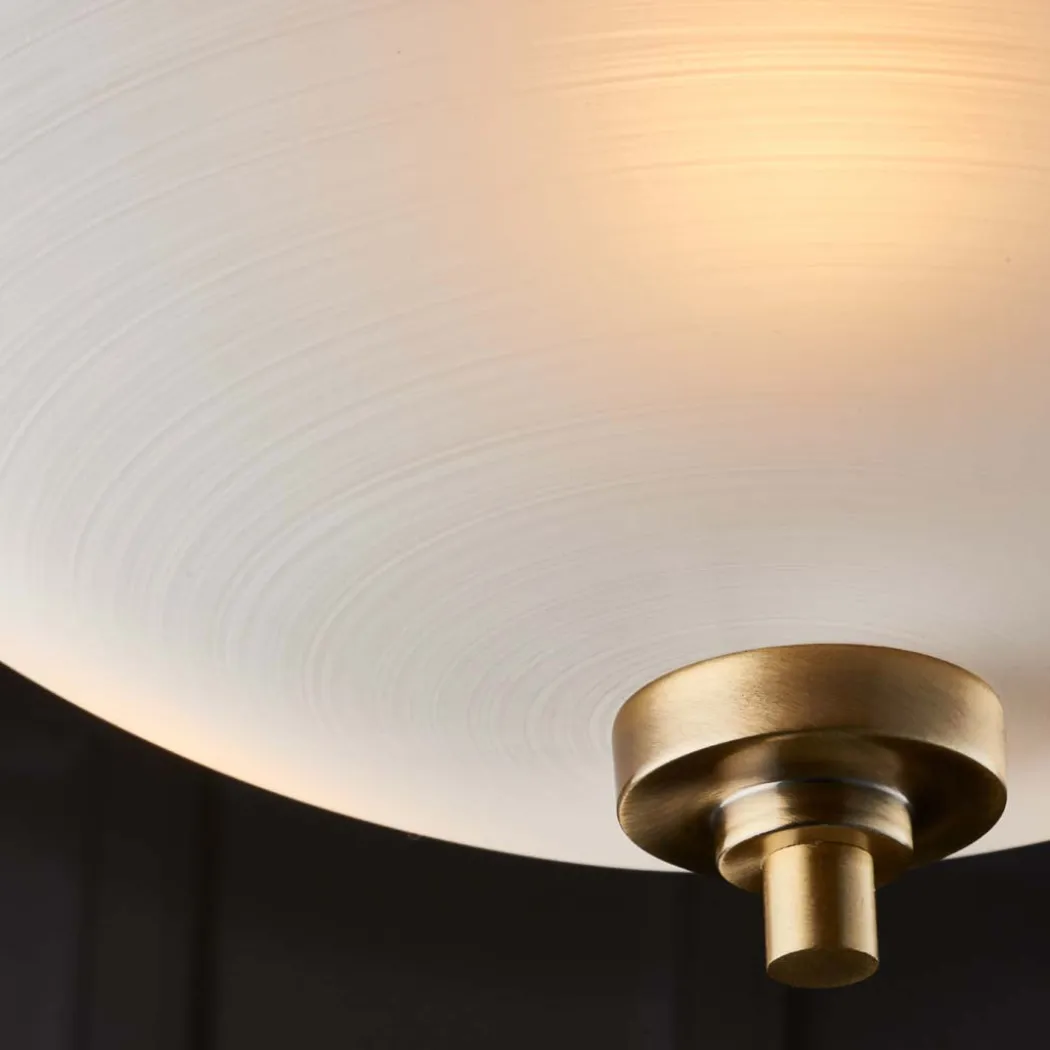 Welles Antique Brass and Glass Semi-Flush Ceiling Light