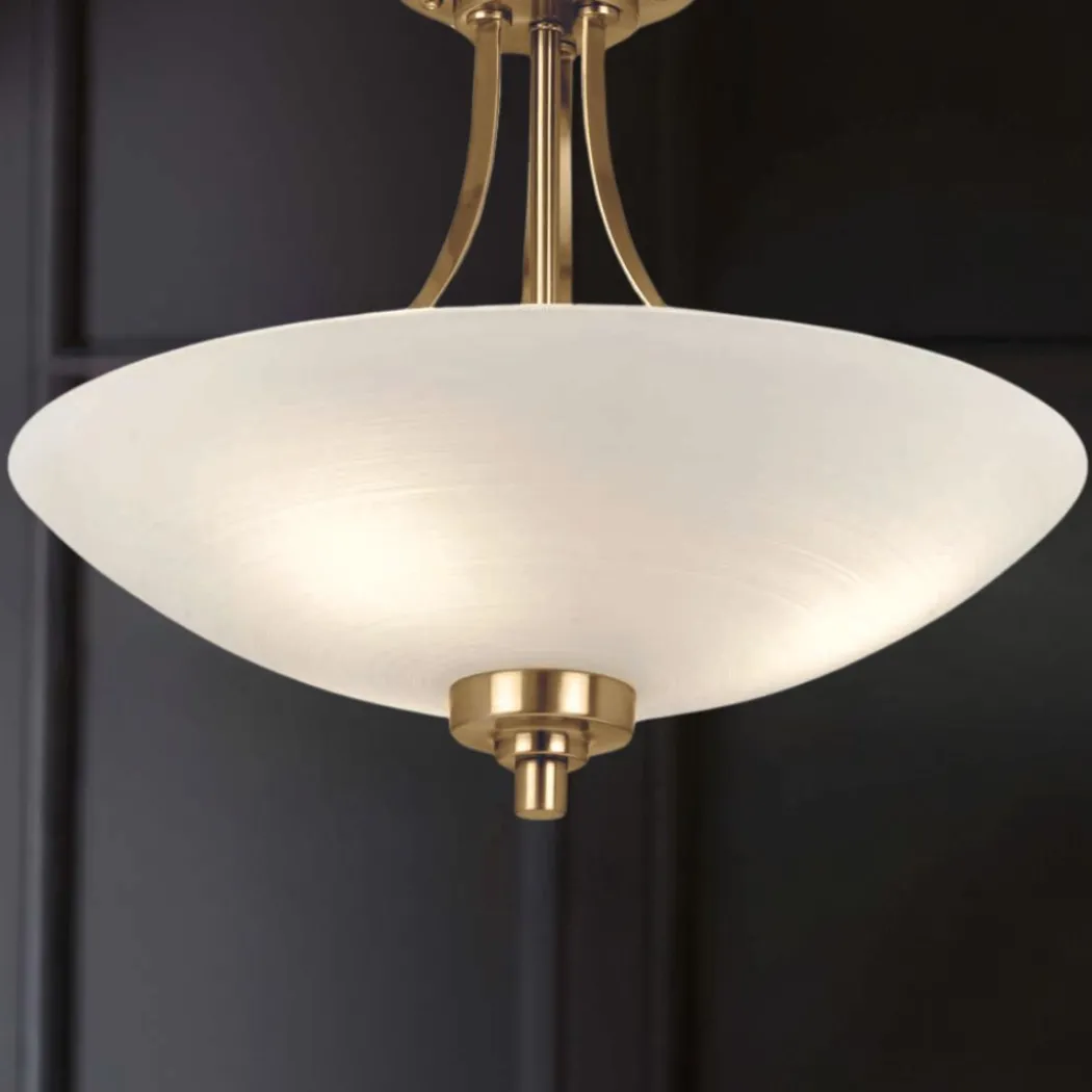 Welles Antique Brass and Glass Semi-Flush Ceiling Light