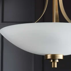 Welles Antique Brass and Glass Semi-Flush Ceiling Light