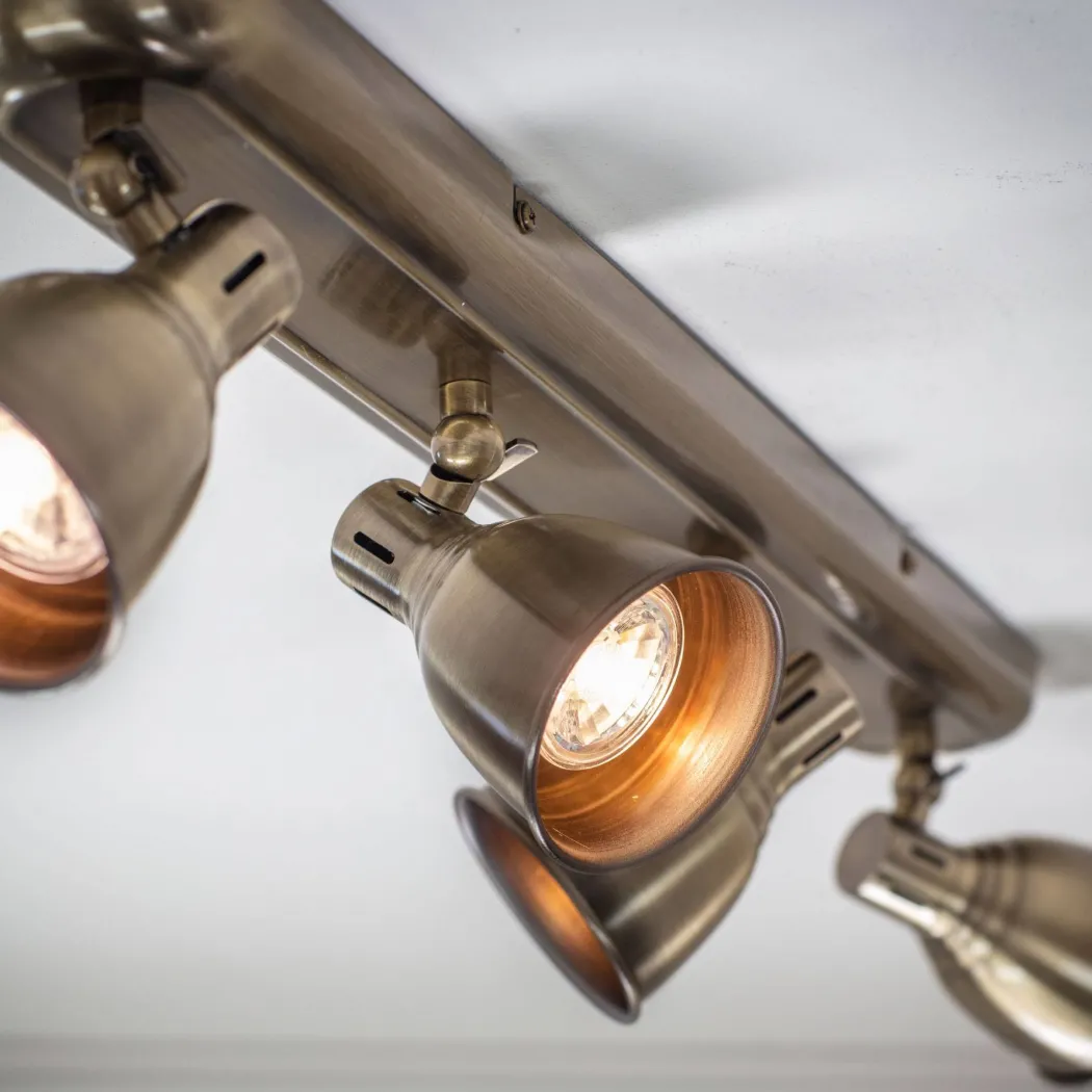 Westbury 4 Light Ceiling Spotlight Bar Antique Brass