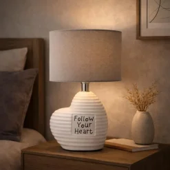 Willow Ceramic Table Lamp with Grey Shade