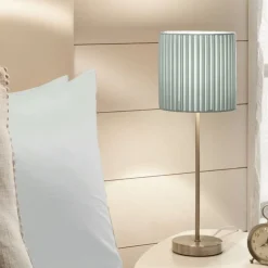 Wilson Pleated Duck Egg Blue Table Lamp