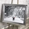 Winter Walk Liquid Art with Chrome Frame 80x60cm