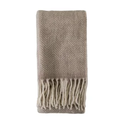 WOOL THROW TAUPE