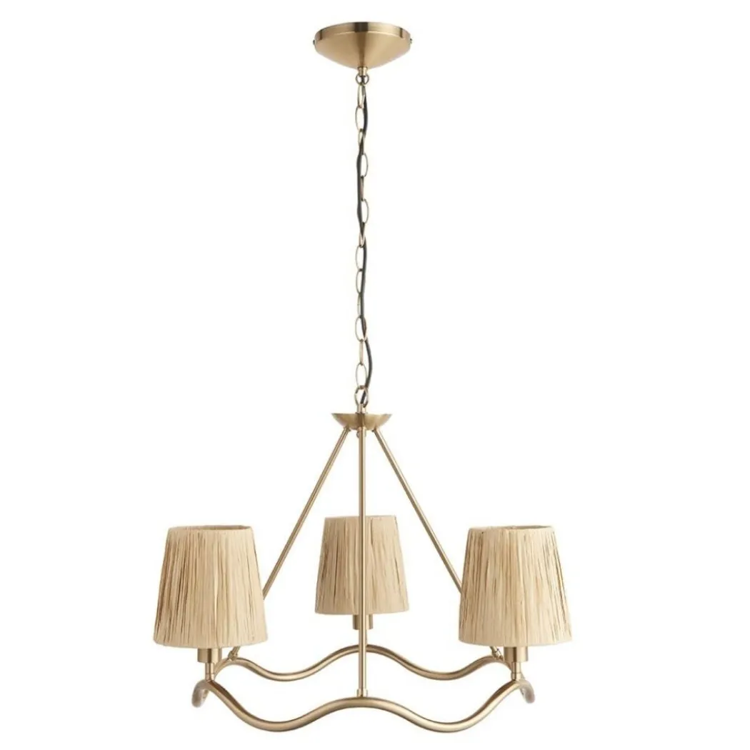 Wriggle 3 Light Brass Pendant Ceiling Light