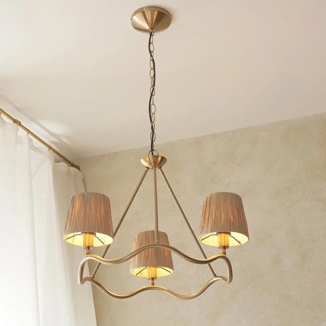 Wriggle 3 Light Brass Pendant Ceiling Light