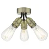 Yao 3 Light Flush Antique Brass Ceiling Light