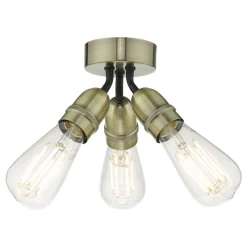Yao 3 Light Flush Antique Brass Ceiling Light