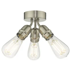 Yao 3 Light Flush Satin Nickel Ceiling Light