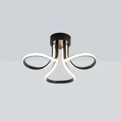 Yara 3 Light Black LED Semi Flush Ceiling Light