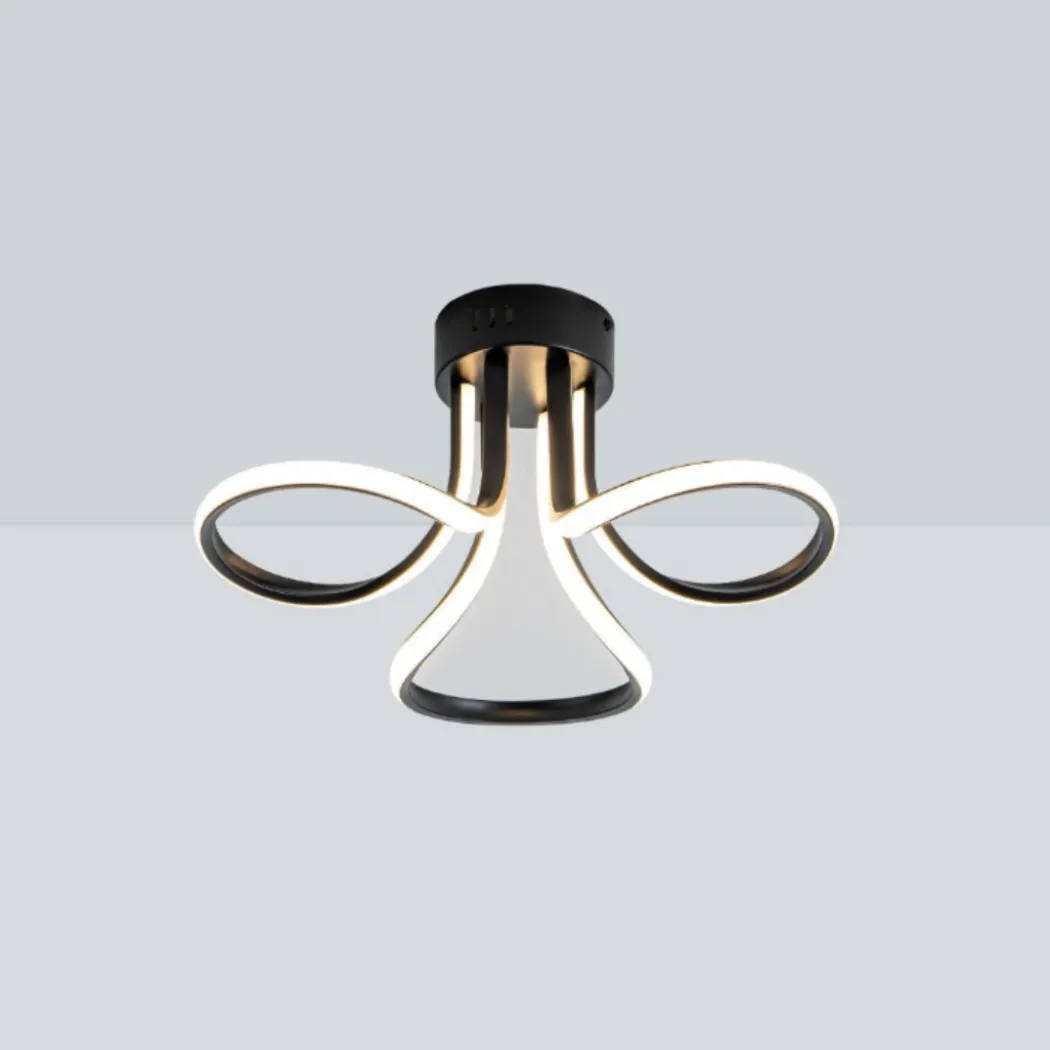 Yara 3 Light Black LED Semi Flush Ceiling Light